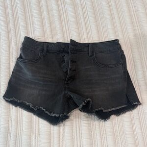 Joe's Jeans Black High-Rise Button-Front Frayed Hem Shorts